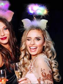 1 件/4 件 LED 发光天使发箍仙女照片闪光头带灯，适合在黑暗中发光霓虹狂欢派对狂欢节女性成人生日圣诞礼物派对用品，圣诞节 - 彩色 - 查看 3