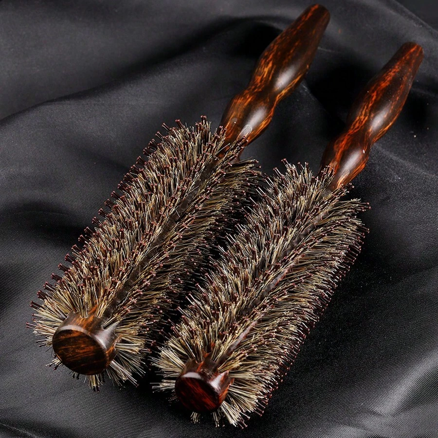 家用及沙龍專用超大型豬鬃毛梳，方便握持的木質手柄，讓您輕鬆梳理直髮或捲髮 - 棕色 - 查看 1