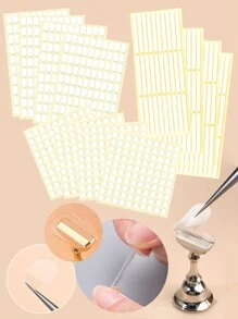 60/120/200/400片装圆形/椭圆形/条形透明美甲展示架胶带，双面美甲展示架，坚固的自粘可移除贴纸，美甲沙龙DIY辅助固定工具，美甲用品，美甲工具，美甲艺术工具，返校季，美甲，美甲工具（适用于按压式美甲） - 彩色 - 查看 1