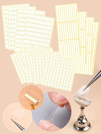 60/120/200/400片装圆形/椭圆形/条形透明美甲展示架胶带，双面美甲展示架，坚固的自粘可移除贴纸，美甲沙龙DIY辅助固定工具，美甲用品，美甲工具，美甲艺术工具，返校季，美甲，美甲工具（适用于按压式美甲）