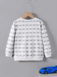 BrownBark 1pc Young Boy Casual Minimalist Sweatshirt, Spring Cool Boy Car & Letter Graphic Long Sleeve Crew Neck Sweatshirt, Soft Comfortable Casual Boys Clothing - Multicolor - View 6