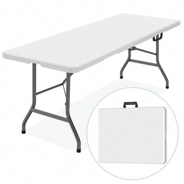 6FT Plastic Folding Table, Portable Dining Table Indoor  Outdoor