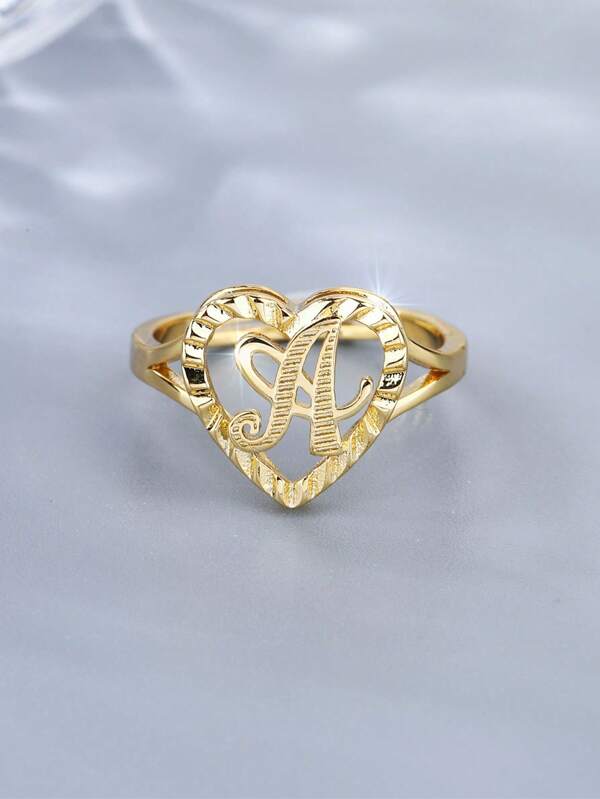 1pc 26 Letters & Heart Decor Ring Valentines,Mom,Mother,Mother's Day,Gift