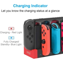 DATA FROG Joycon 充电基座兼容 Switch 和 OLED - 最多可为 4 个控制器充电，兼容 Switch 和 Switch OLED 型号 - 灰黑色 - 查看 2