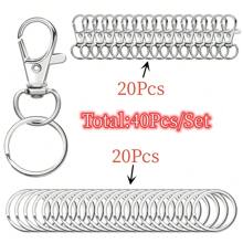 40个/套旋转扣环挂绳钩带钥匙扣，适用于钥匙链、珠宝DIY工艺品 - 40PCS/SET - 查看 12