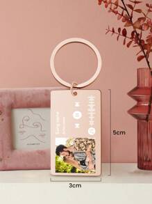 1pc Customized Music Code Photo Keychain, Personalized Stainless Steel Song Keychain, Album Keychain, Music Code Keychain Gift For Birthday, Anniversary Gift For Couples - Customized Photo + Scannable Music Code - View 5