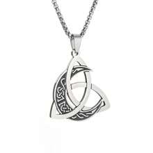 1pc Mysterious Occultism Stainless Steel Triangle Knot Moon Phase Wrapped Men's Pendant Necklace - Steel - View 5
