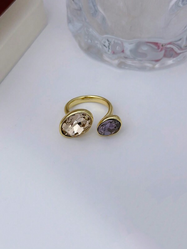 1pc Fashionable Luxury Oval Shaped Open Ring, Suitable For Women