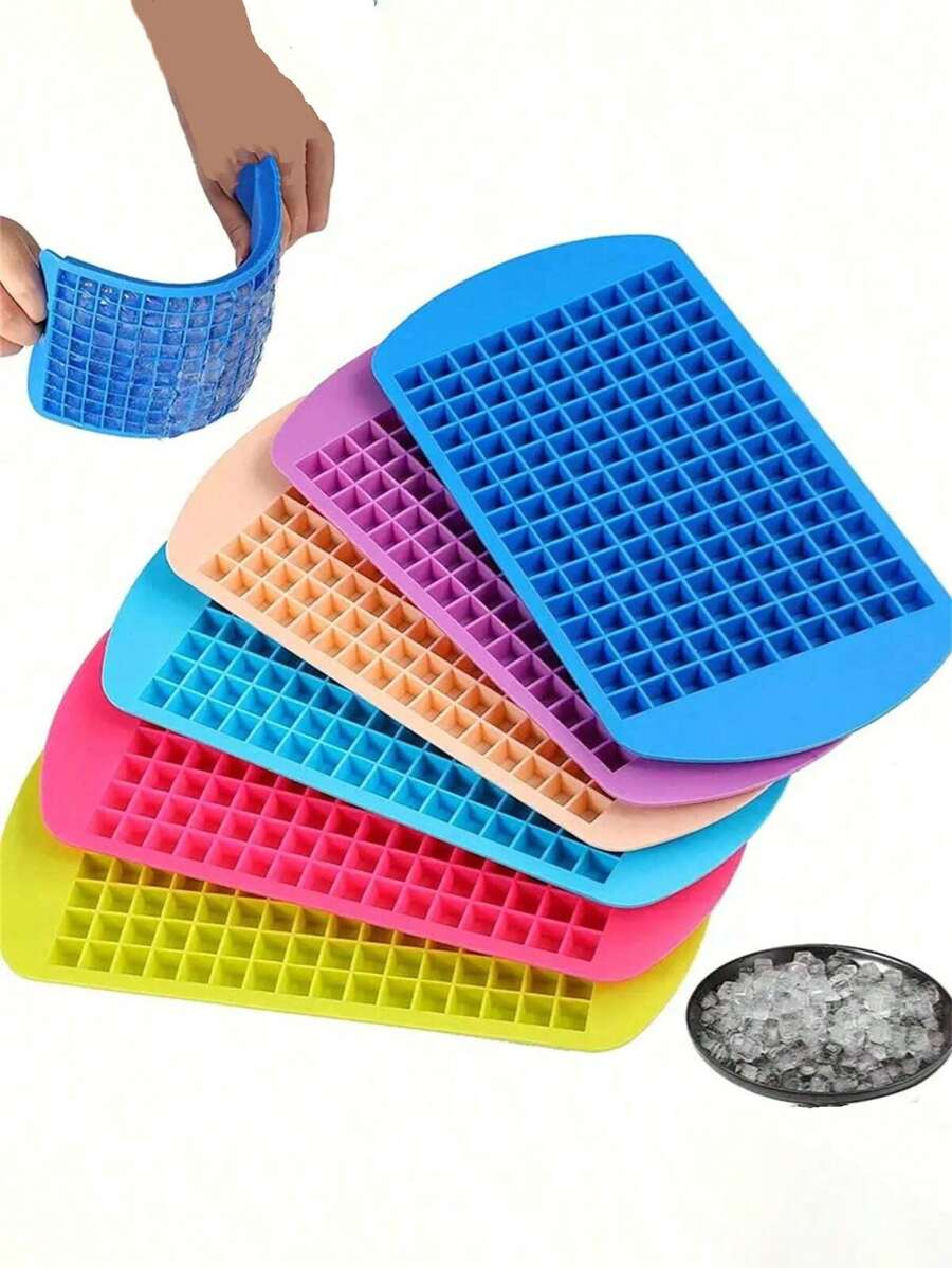 1pc,160格硅胶冰块,冷冻迷你冰格,硅胶折叠冰模,破冰器冰格托盘小方模,家用速冻制冰机夏季必备硅胶制冰机,厨房配件 - 彩色 - 查看 1