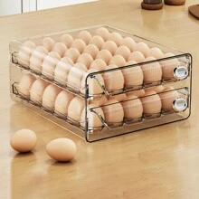 1層/2層，蛋類儲存盒，可堆疊的PET蛋類儲存組，多層蛋托容器，抽屜式蛋類儲存組織架，透明保鮮整理盒，適用於廚房及冰箱使用