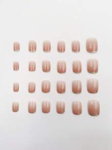 24 chiếc móng tay ngắn mùa hè, móng tay vuông, móng tay trái tim cho bé gái, móng tay giả viền vàng hồng bạc, một loại keo dán móng, một loại cọ chà móng và bộ móng nghệ thuật móng tay, móng tay giả, móng tay nghệ thuật ngắn, trung bình, dài, móng tay giả hình vịt hạnh nhân, móng tay acrylic thủ công, bộ đá quý, bùa hộ mệnh và đá giả, đồ dùng làm móng tự làm - Nhiều màu - Xem 3