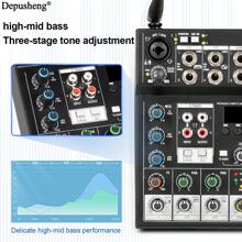 Depusheng UF4-M Studio Audio Sound Mixer Board - 4 Channel Compatible Professional Portable DJ Mixing Console Mixing Boards For Studio Recording Singing - 黑色 - 查看 4