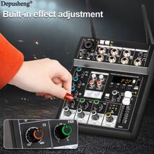 Depusheng UF4-M Studio Audio Sound Mixer Board - 4 Channel Compatible Professional Portable DJ Mixing Console Mixing Boards For Studio Recording Singing - 黑色 - 查看 5