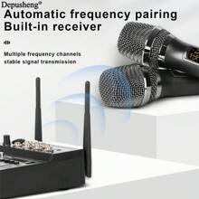 Depusheng UF4-M Studio Audio Sound Mixer Board - 4 Channel Compatible Professional Portable DJ Mixing Console Mixing Boards For Studio Recording Singing - 黑色 - 查看 2