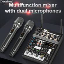Depusheng UF4-M Studio Audio Sound Mixer Board - 4 Channel Compatible Professional Portable DJ Mixing Console Mixing Boards For Studio Recording Singing - 黑色 - 查看 8