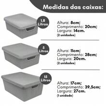 Kit Of 2 Organizer Boxes With Lid 1.8 Liters  Utilities Durable Plastic Stackable Exclusive Texture Multipurpose - Green - View 6
