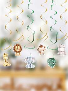 6入組粉色農場動物風格派對螺旋裝飾吊飾，粉色主題生日派對、嬰兒派對、家庭假期房間背景裝飾用品