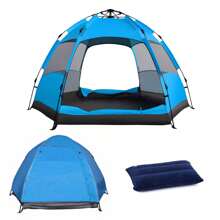 Automatic Quick Opening Tent Instant Pop Up 3-4 Person Automatic Tent Waterproof Sunshade Picnic Tent Outdoor Camping Hiking Tent - 藍色 - 查看 4