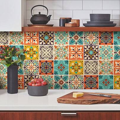 30pcs 4x4 Inch Sticker Set Mexican Tile Tile Stickers Decorative Tiles Wall Stickers Tile Stickers Peel And Stick Wall Decals