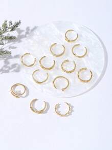 12 chiếc nhẫn phong cách ngày lễ mũi tên nút sao mặt trăng - Vàng - Xem 3