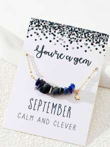 1 件手工制作的天然岩石诞生石吊坠项链，形状和颜色随机，适合女性的创意生日礼物 - A5634 - 查看 19