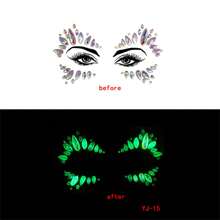 1pc  Face 3d Rhinestone Temporary TattooSticker, One Glow In The Dark For Cosplay,Party Decoration