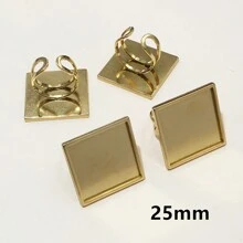 2pcs/Lot Square Rectangle Stainless Steel Thick Adjustable Ring Settings Blank Base Fit 12/20/25mm 18x25mm Cabochon DIY Findings