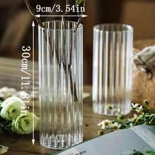 1入組多功能透明玻璃直線花瓶，創意臥室客廳辦公室水培花瓶裝飾 - 大號/花瓶 - 查看 11