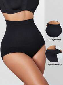 4pcs Solid Color Seamless High-Waisted Tummy Control Butt Lifter Women's Underwear