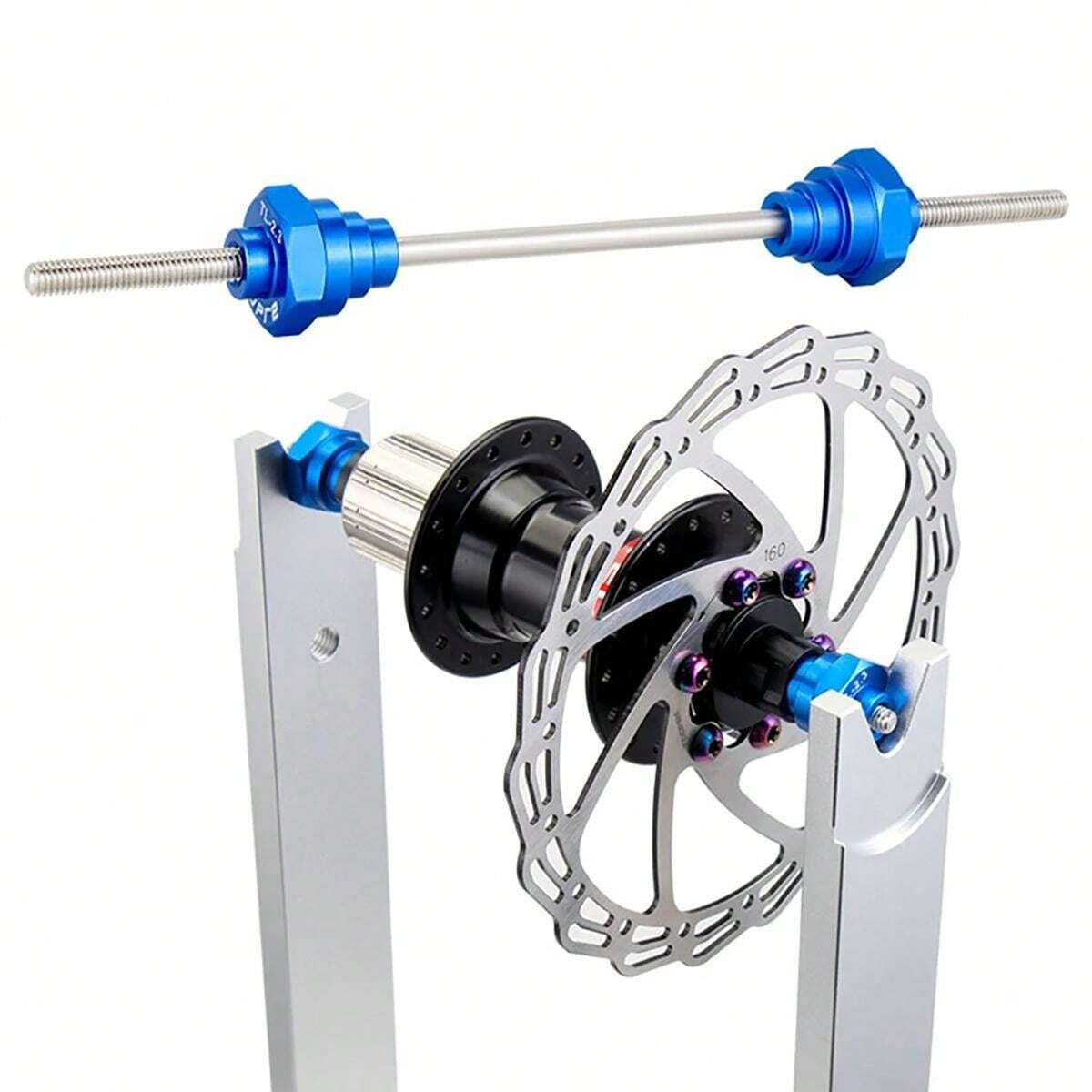 1pc Bike Wheel Truing Stand Thru, Axle Metal Bicycle Hub Repair Tool