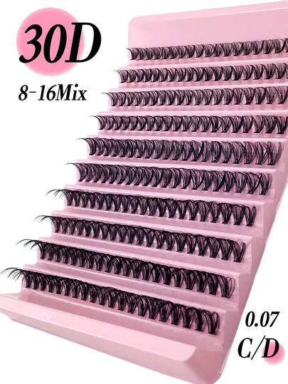 Miss Wink 30D 80/140/200pcs, 3D Faux Eyelashes, 8-16mm Mixed 0.07C/D Curl, 4/7/10 Rows, Soft & Natural, Waterproof, Lightweight, Easy To Wear, Suitable For Daily, Party Or Wedding Occasions. Eyelash Clusters, Individual Lashes, False Eyelashes