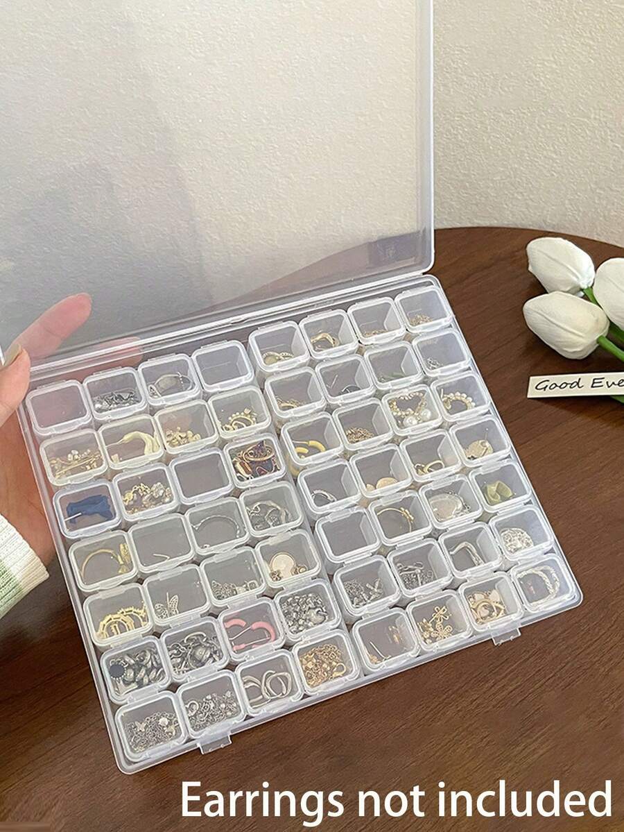 Scatola per l' archiviazione di accessori per unghie, scatola portagioie, scatola in plastica trasparente rimovibile con 28/56 scomparti, scatola per la conservazione di piccole parti, scatola portagioielli antiossidata, scatola organizer da tavolo, vassoio portatile multifunzione a più scomparti, scatola portagioielli in plexiglas trasparente antiossidata per l' organizzazione di gioielli, perline, orecchini, collane, manicure, accessori per il fai-da-te, borsetta, trousse, organizer per il trucco