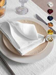 2/6/12pcs French Rustic Style Linen Fabric Simple And Skin-Friendly Absorbent Tablecloth For Hotel, Restaurant, Home, Banquet, Holiday Party Decoration, Including Tablecloth, Coasters And Napkins