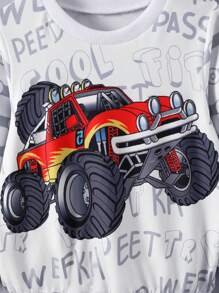 BrownBark 1pc Young Boy Casual Minimalist Sweatshirt, Spring Cool Boy Car & Letter Graphic Long Sleeve Crew Neck Sweatshirt, Soft Comfortable Casual Boys Clothing - Multicolor - View 8