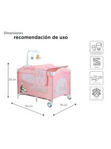 Corral para Bebe con Cambiador D'Bebe con Movil,Altura Ajustable - Rosa - Ver 4