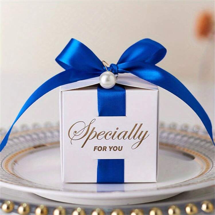 50pcs, Gift Packaging Box Square With Ribbon/Pearls Wedding Birthday Valentines Day Party Favor Packaging Box, Party Favors, Birthday Decor, Wedding Decoration, Party Supplies - Multicolor - View 10