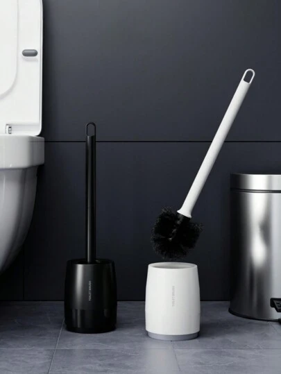 1 件新款圆形圆柱刷带底座套装适用于家用塑料马桶刷，尼龙刷毛浴室清洁工具浴室装饰秋季装饰