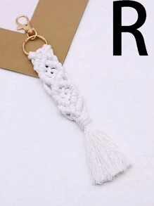 1pc Minimalist Woven Keychain For back to school - Khaki - View 26