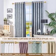 1pc Long Curtain Rods For Windows, Long Heavy Duty Curtain Rod, 7/8 Inch Adjustable Drapery Rods With Netted Texture Finials, Bronze/Silver/Black/Gold/White - Vàng - Xem 5