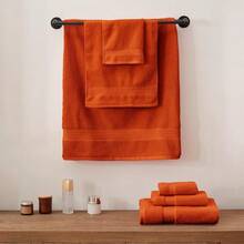 Orange Bath Towels Set For Bathroom Cotton Thick Soft Absorbent Durable 650 GSM Towel Set Of 6, 2 Large Bath Towels, 2 Hand Towels, 2 Washclothes - 橘色 - 查看 2