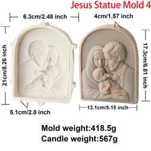 大型耶稣雕像蜡烛模具天主教使徒肖像石膏混凝土树脂铸造工具 DIY 耶稣家庭硅胶模具装饰 - 白色 - 查看 6