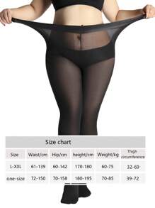 100D medias de talla grande transparentes - Negro - Ver 5