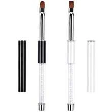 Oval & Flat UV Gel Nail Brush Rhinestone Handle Professional Nail Art Design Brushes - Black and White - View 9