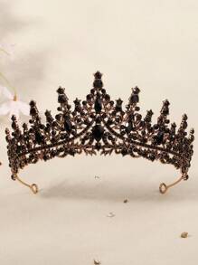 1Pcs Crystal Crowns And Tiaras Headband For Girl Or Women Birthday Party Wedding Prom Bridal Halloween Christmas,Valentine's Day Gift - Black - View 2