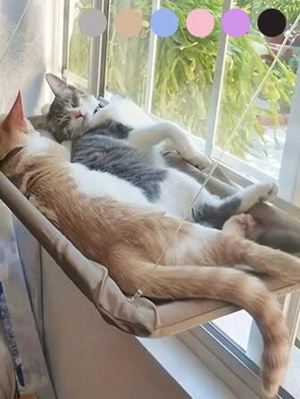 1 pieza Hamaca para gatos Cama colgante para mascotas Cama de ventana para gatos y perros pequeños Asiento de ventana soleado con manta Capacidad de soporte de 5kg Accesorios para mascotas