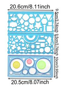 3pcs/Set Ruler Set - Includes 20cm Flexible Drawing Ruler, Transparent Template Ruler, And Multi-Purpose Ruler, Random Color Gear Design, Suitable For Handwritten Posters Back To School