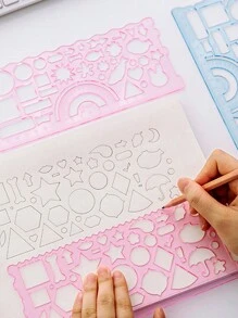 3pcs/Set Ruler Set - Includes 20cm Flexible Drawing Ruler, Transparent Template Ruler, And Multi-Purpose Ruler, Random Color Gear Design, Suitable For Handwritten Posters Back To School