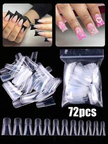 Duck Nail Tips For Acrylic Nails Professional, Half Cover Clear Nail Tips, False Nails Artificial French Tips Fake Nails Extension For Manicure Nail Salon Supplies Techs DIY Home - Clear - View 5