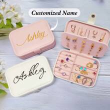 1 Stück Personalisierte Namensgravur für Damen Schmuck Aufbewahrungsbox, stilvolle personalisierte Leder Schmuck Aufbewahrungsbox, ein perfektes Geschenk für Mutter, Freundin, Jahrestag.