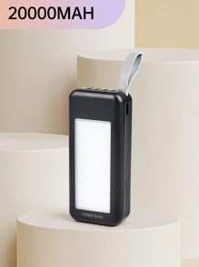 1 Pc 10000/20000/30000mAh 22.5W Combined Capacity Portable Power Bank With LED Strong Light, Built-In Charging Cable, Compatible With Type-C/Lightning/Micro Charging Outputs